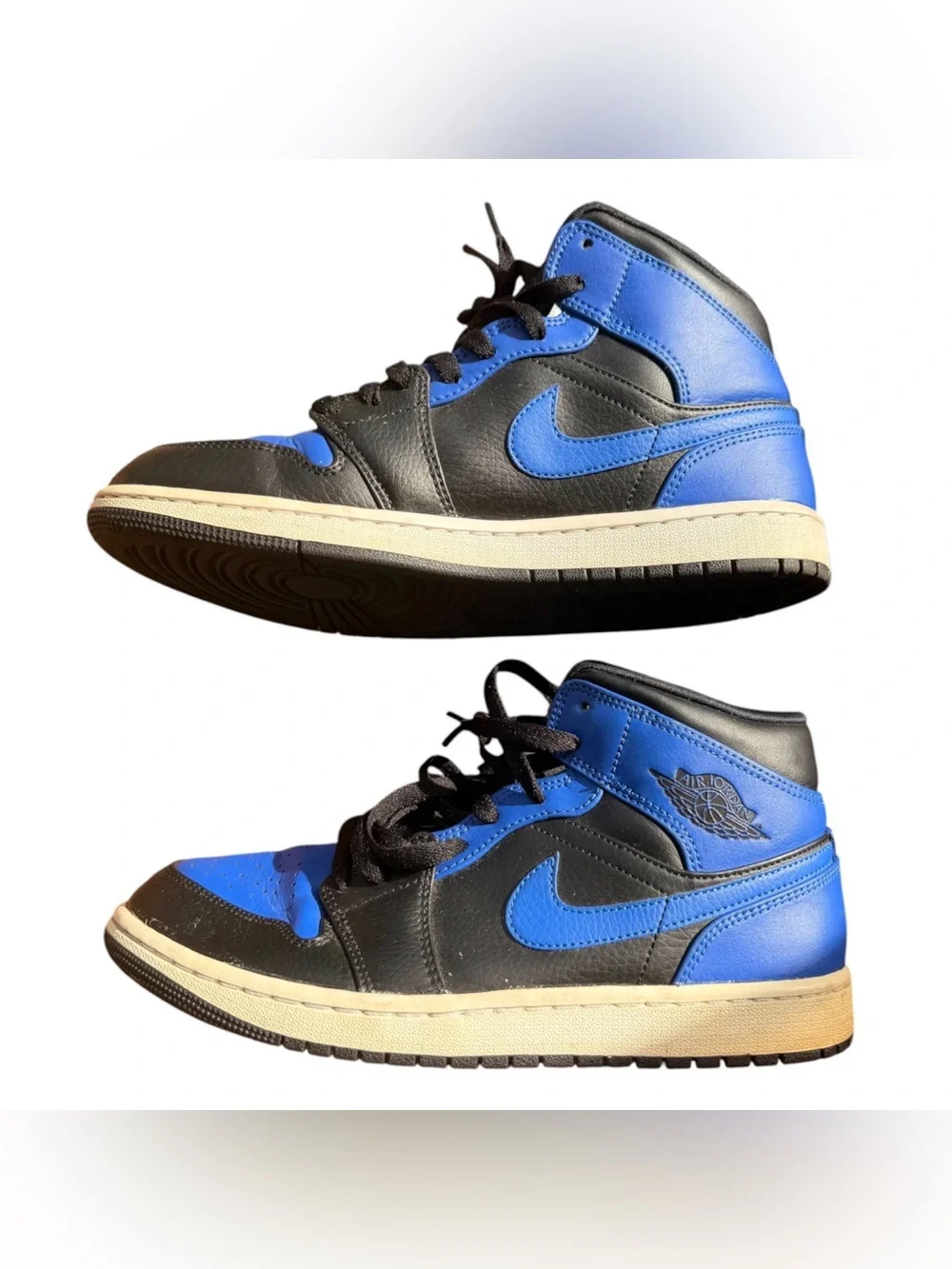 Jordan Air Jordan 1 Mid Black/Hyper Royal-White Mid Top Leather 554724-077